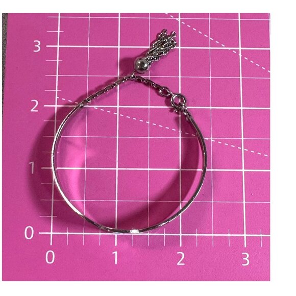 Vt JB Sterling Silver Engravable Engrave Blank Bangle Bracelet Safety Chain Oval - Picture 5 of 10